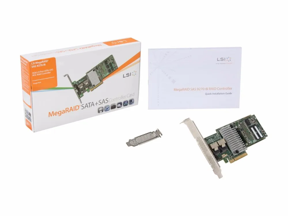 LSI MegaRAID LSI00326 (9270-8i) PCI-Express 3.0 x8 Low Profile SATA / SAS RAID Controller - Single--Avago Technologies
LSI MegaRAID LSI00326 (9270-8i) PCI-Express 3.0 x8 Low Profile SATA / SAS RAID Controller - Single--Avago Technologies
