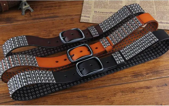 Designer new punk rivet belt 100% leather Personalized brand belt Leather rivet pin buckle belt for men and women 66
Designer new punk rivet belt 100% leather Personalized brand belt Leather rivet pin buckle belt for men and women 66