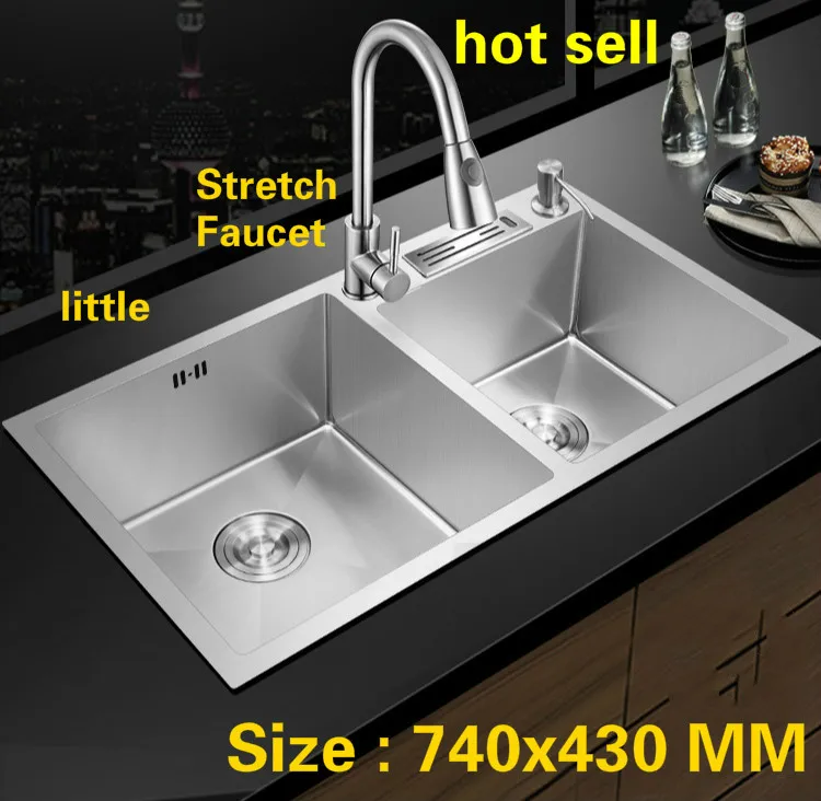 Free shipping Hot sell household vogue do the dishes small kitchen manual sink double groove 304 stainless steel 74x43 CM
Free shipping Hot sell household vogue do the dishes small kitchen manual sink double groove 304 stainless steel 74x43 CM