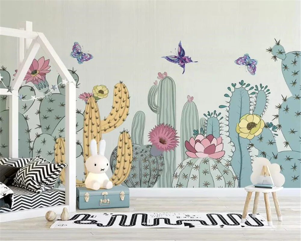 Custom wallpaper mural Nordic minimalist hand-painted cactus flowers butterfly children's room background walls 3d wallpaper
Custom wallpaper mural Nordic minimalist hand-painted cactus flowers butterfly children's room background walls 3d wallpaper