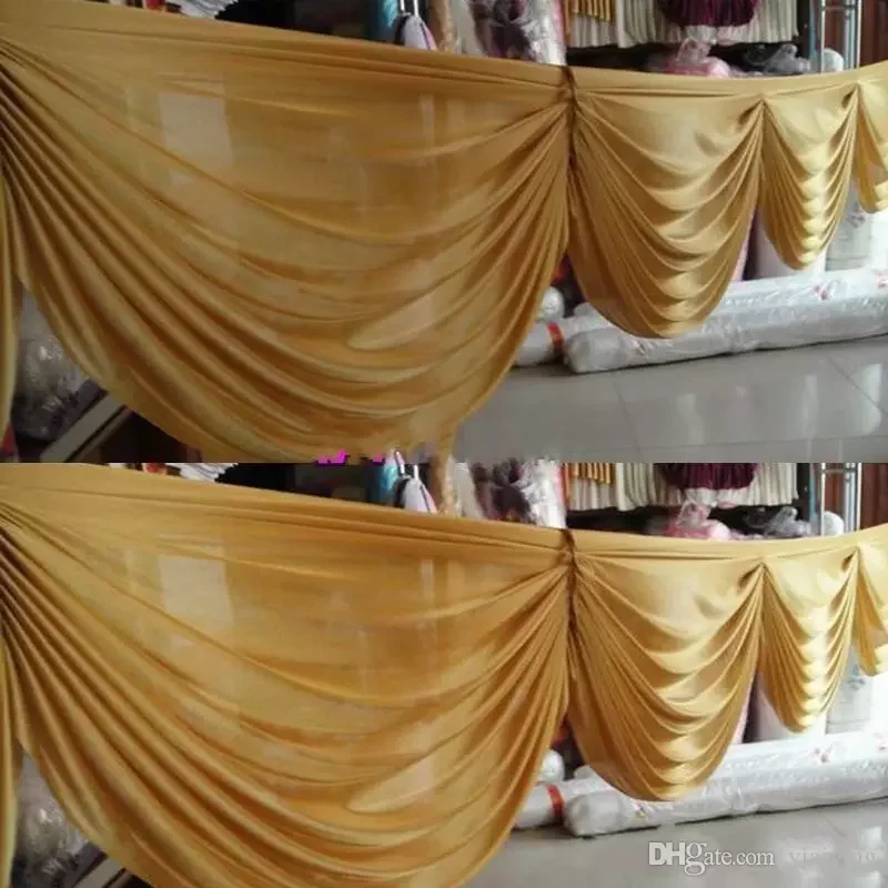 6 M long Gold ice silk curtain swags for wedding backdrops party event decoration supplies
6 M long Gold ice silk curtain swags for wedding backdrops party event decoration supplies