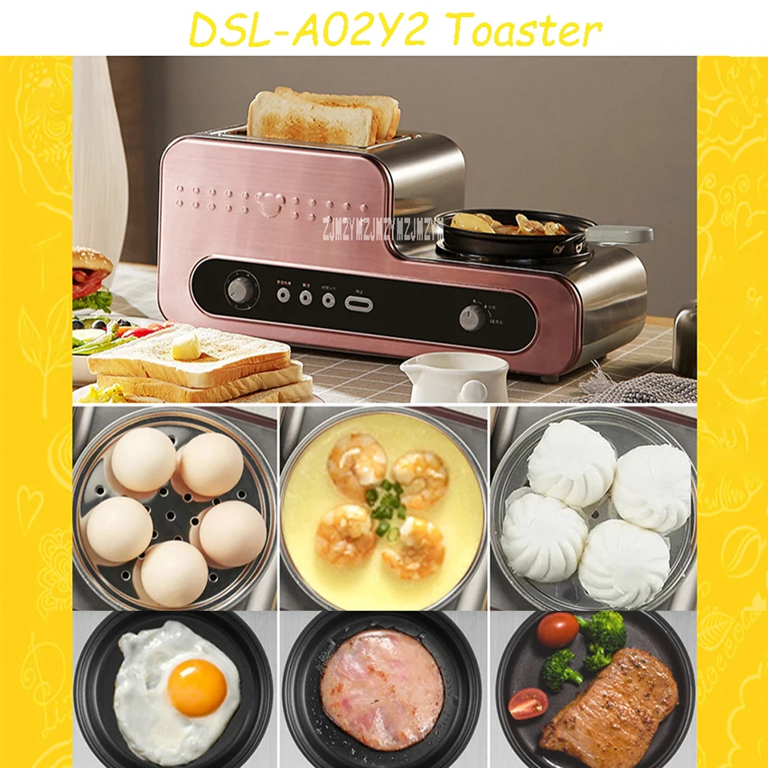 DSL-A02Y2 Household 2 Slices Toaster Multifunctional Breakfast Toaster Egg Cooker Automatic Electric Frying Pan Quality Steamer
DSL-A02Y2 Household 2 Slices Toaster Multifunctional Breakfast Toaster Egg Cooker Automatic Electric Frying Pan Quality Steamer