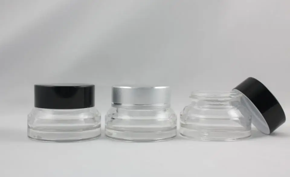 15g clear glass cream jar with black/matte silver aluminum lid, 15g cosmetic jar,packing for sample/eye cream,mini jar
15g clear glass cream jar with black/matte silver aluminum lid, 15g cosmetic jar,packing for sample/eye cream,mini jar