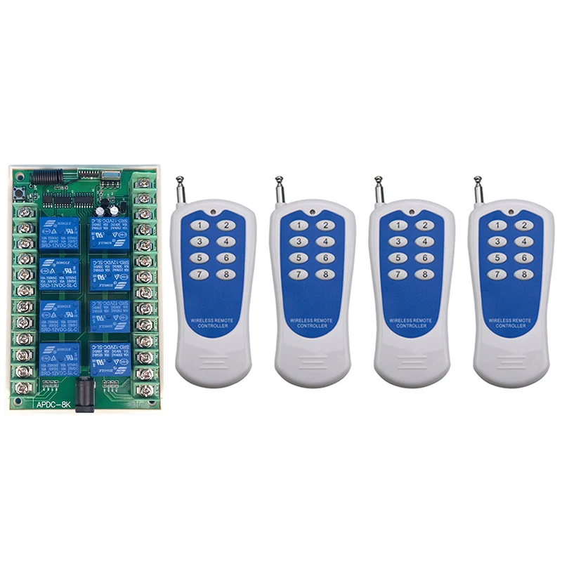 DC 12V 24V 8 CH Channels 8CH RF Wireless Remote Control Switch System Transmitter and Receiver/lamp/Garage Door/shutters/ window
DC 12V 24V 8 CH Channels 8CH RF Wireless Remote Control Switch System Transmitter and Receiver/lamp/Garage Door/shutters/ window
