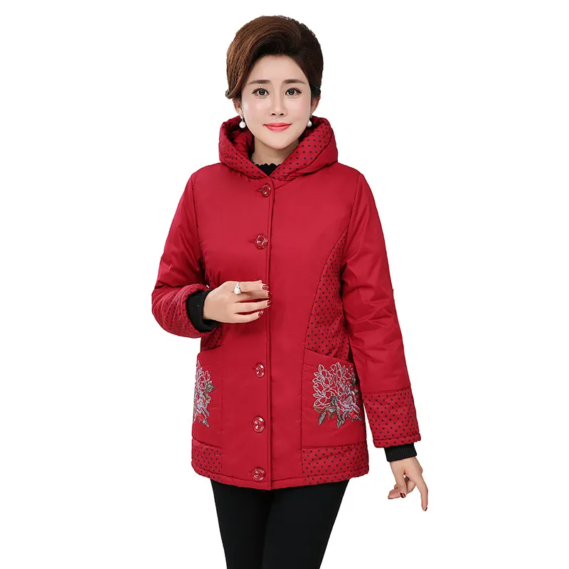 2022 Women's Parka Print Embroidery Cotton Coat Thick Warm Middle Aged New Female Hooded Top Single-breasted Cotton Jackets N327
2022 Women's Parka Print Embroidery Cotton Coat Thick Warm Middle Aged New Female Hooded Top Single-breasted Cotton Jackets N327