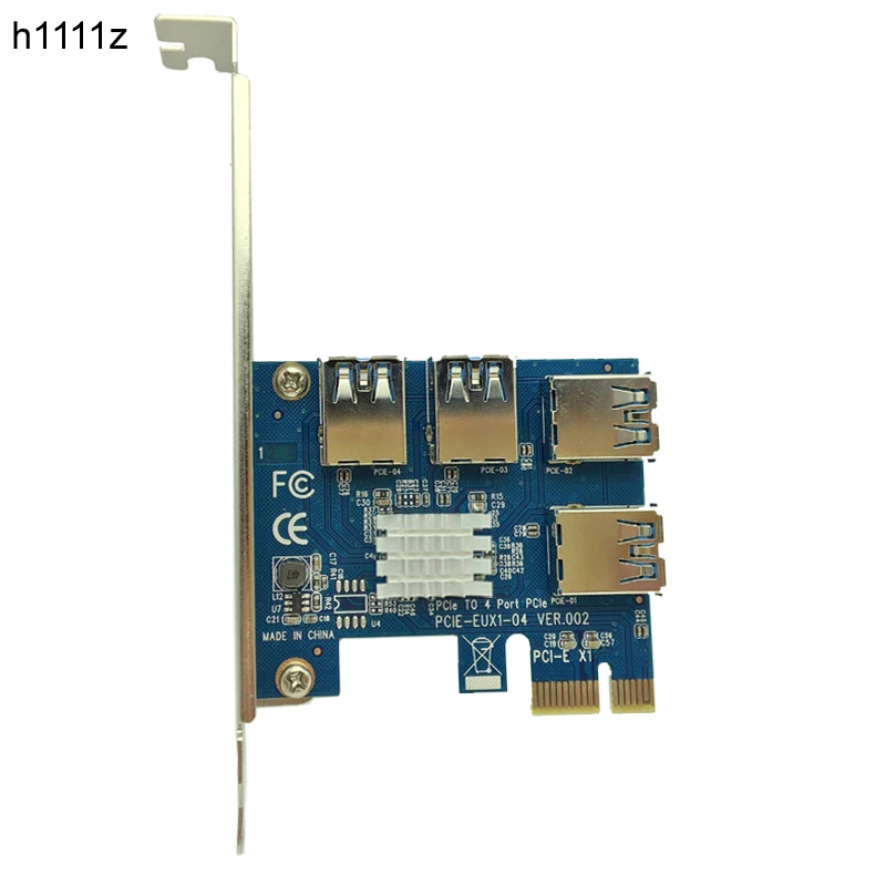4 Slots PCI-E 1 to 4 PCI Express 16X Slot External PCIE Riser Card Adapter Board USB 3.0 Converter for BTC Miner Mining Machine 
4 Slots PCI-E 1 to 4 PCI Express 16X Slot External PCIE Riser Card Adapter Board USB 3.0 Converter for BTC Miner Mining Machine