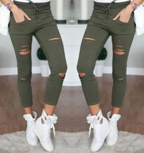 High Quality Fashion Womens Hole Pants Skinny Ripped Knee Casual Women Trousers Womens Pants Pencil Pants 2018
High Quality Fashion Womens Hole Pants Skinny Ripped Knee Casual Women Trousers Womens Pants Pencil Pants 2018