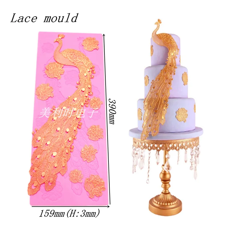 Silicone mold M036 Large peacock sugar lace matFondant cake mold decorating wedding cake edge decoration tools
Silicone mold M036 Large peacock sugar lace matFondant cake mold decorating wedding cake edge decoration tools