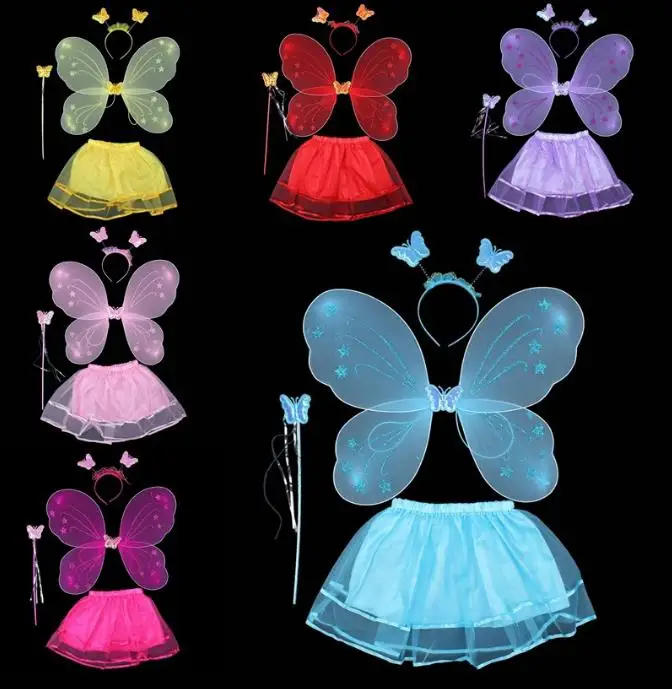 Wholesale 30sets/lot Hallowen Christmas Butterfly Fairy Wings Magic Wand Headband Tutu One Set For Children 7 Colors
Wholesale 30sets/lot Hallowen Christmas Butterfly Fairy Wings Magic Wand Headband Tutu One Set For Children 7 Colors
