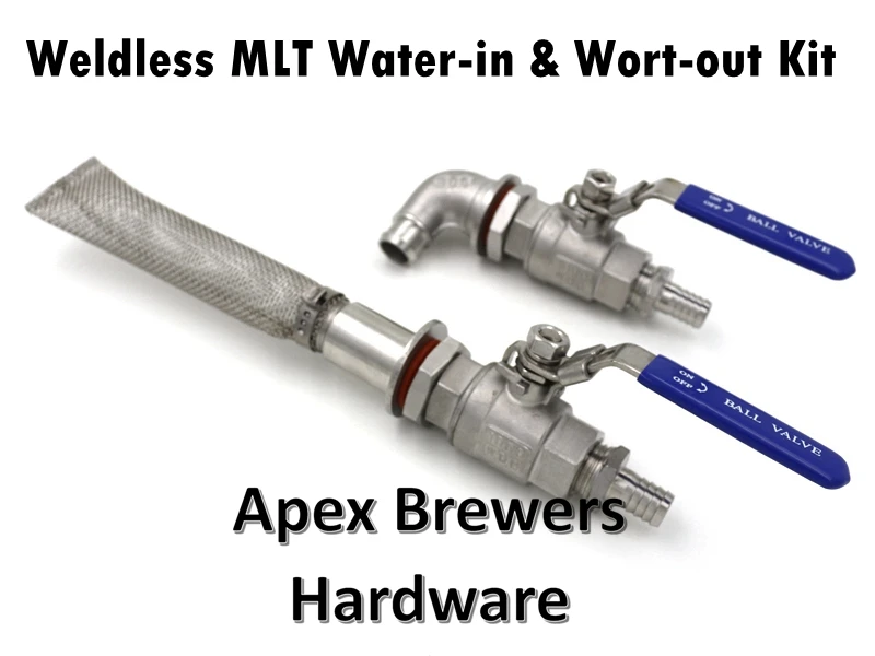 Weldless MLT Sweet Wort / Water In & Sweet Wort Out Kit, 6" Bazooka, 2-Piece Ball Valve, 1/2" Hose Barb, Brewer Hardware
Weldless MLT Sweet Wort / Water In & Sweet Wort Out Kit, 6" Bazooka, 2-Piece Ball Valve, 1/2" Hose Barb, Brewer Hardware