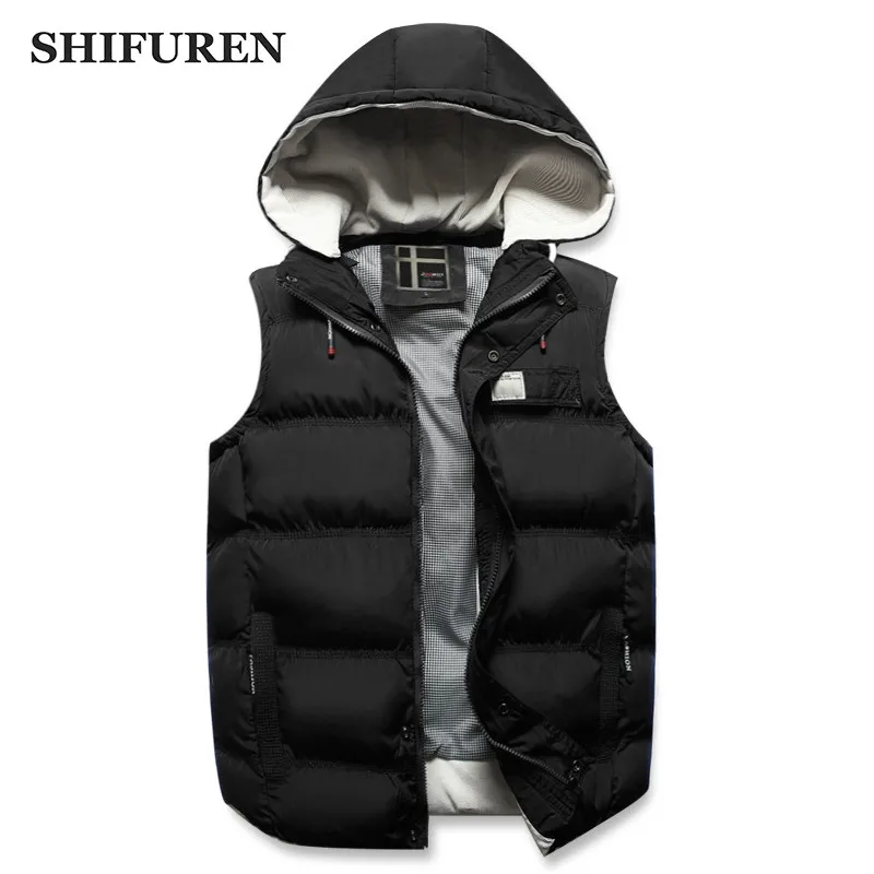 SHIFUREN Winter Casual Sleeveless Hooded Waistcoat Thicken Warm Cotton Padded Vest Male Coat Outerwear Hat Detachable Size L-3XL
SHIFUREN Winter Casual Sleeveless Hooded Waistcoat Thicken Warm Cotton Padded Vest Male Coat Outerwear Hat Detachable Size L-3XL
