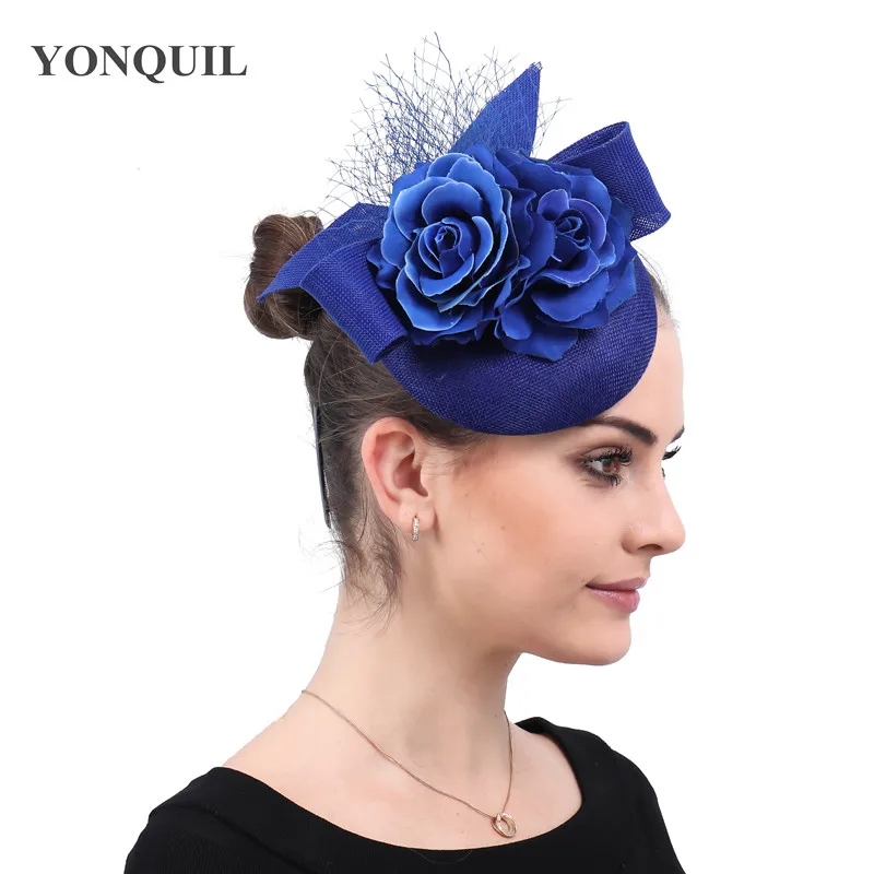 Vintage Imitation Sinamay Bridal Fascinator Royal Blue Hats With Flower Headwear Hair Clips Occasion Wedding Party Accessories
Vintage Imitation Sinamay Bridal Fascinator Royal Blue Hats With Flower Headwear Hair Clips Occasion Wedding Party Accessories