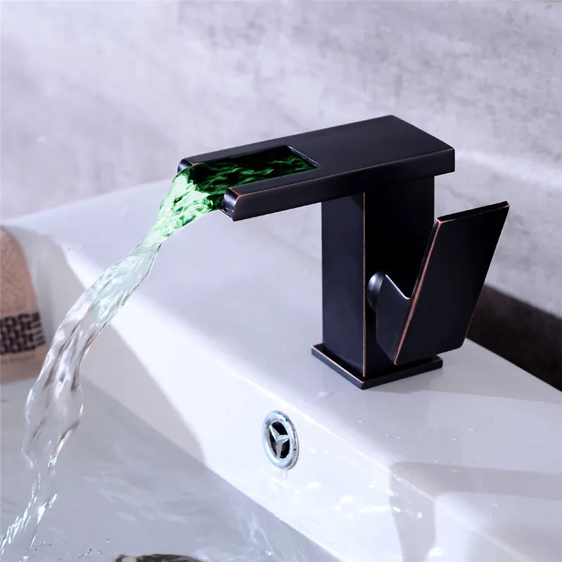 LED Faucet hot and cold Square Black Oil Basin Faucet Brass Waterfall Crane Sink Faucet Single Handle water tap New Arrivals
LED Faucet hot and cold Square Black Oil Basin Faucet Brass Waterfall Crane Sink Faucet Single Handle water tap New Arrivals