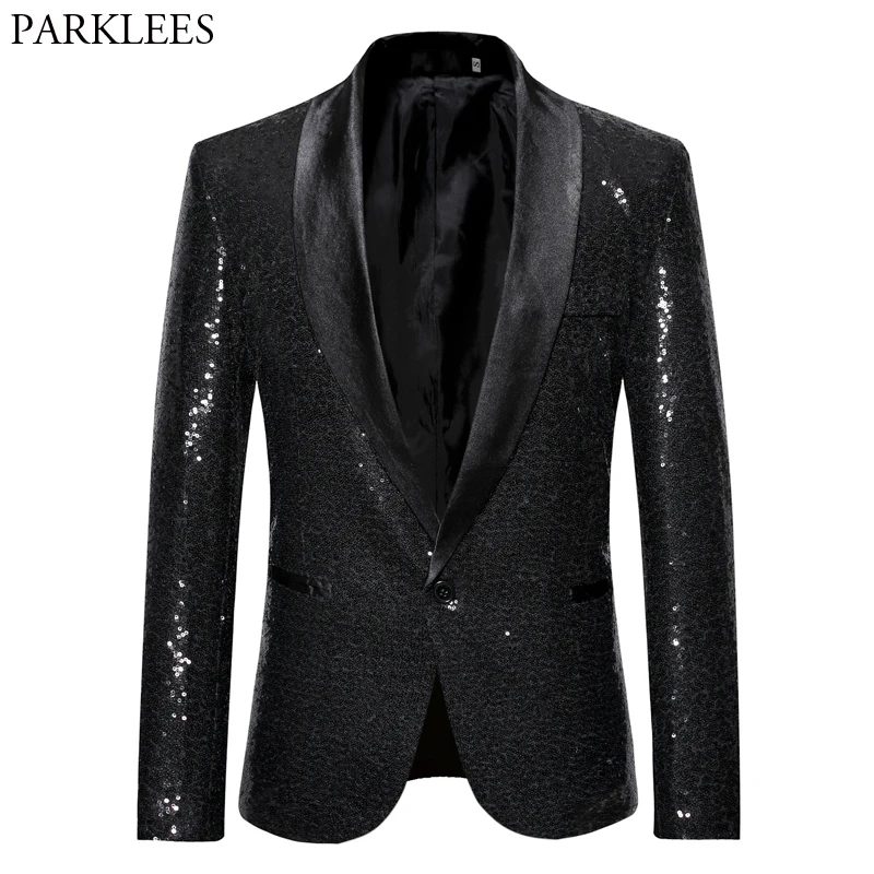Black Sequin One Button Shawl Collar Suit Jacket Men Bling Glitter Nightclub Prom DJ Blazer Jacket Men Stage Clothes for Singers
Black Sequin One Button Shawl Collar Suit Jacket Men Bling Glitter Nightclub Prom DJ Blazer Jacket Men Stage Clothes for Singers