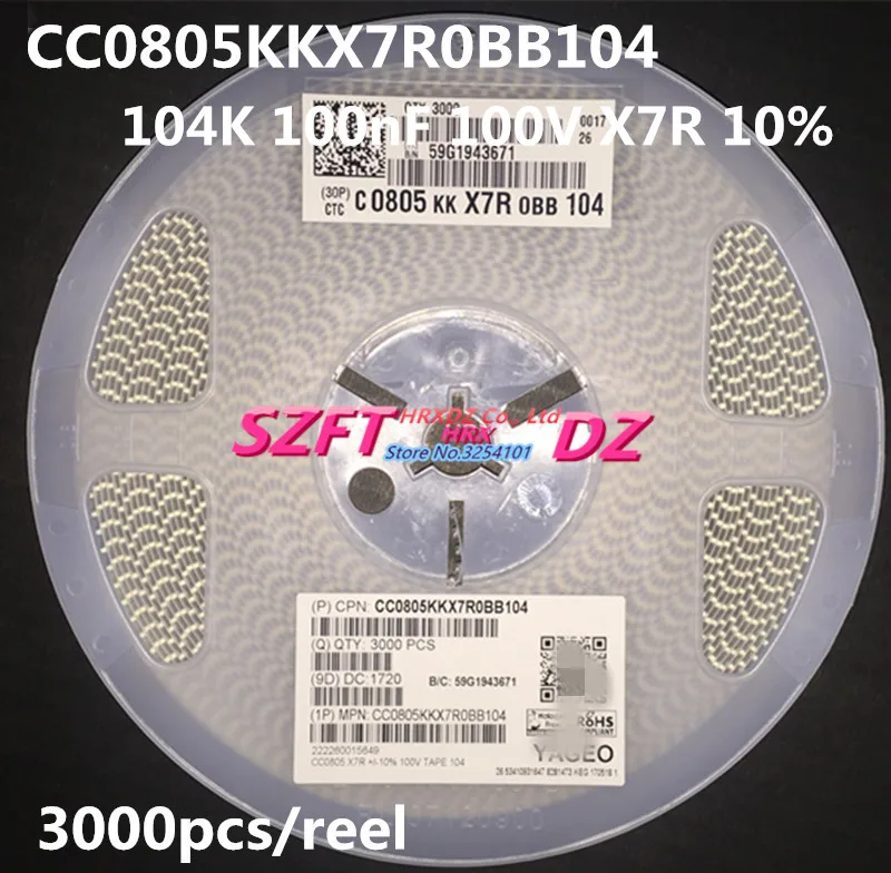 SZFTHRXDZ 100% new original Wholesale prices 3000PCS CC0805KKX7R0BB104 104K 100nF 100V X7R 10%
SZFTHRXDZ 100% new original Wholesale prices 3000PCS CC0805KKX7R0BB104 104K 100nF 100V X7R 10%