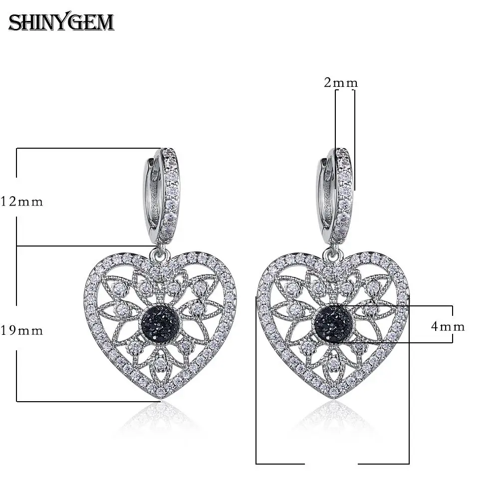 ShinyGem Elegant Silver Color Hollow Flower Love Heart Drop Earrings Paved Zircon Romantic Druzy Crystal Drop Earrings For Women
ShinyGem Elegant Silver Color Hollow Flower Love Heart Drop Earrings Paved Zircon Romantic Druzy Crystal Drop Earrings For Women