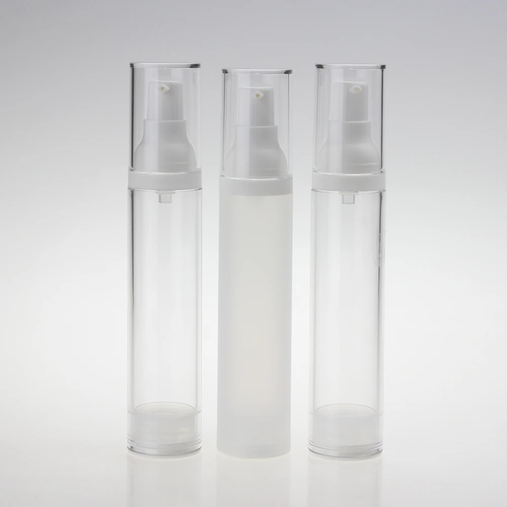 China suppliers 50ml plastic airless bottle with white pump, clear/frosted airless vacuum pump lotion bottle
China suppliers 50ml plastic airless bottle with white pump, clear/frosted airless vacuum pump lotion bottle