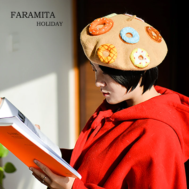 Faramita Holiday Doughnut Sweet Painter Hat Hand Made Women Cute Beret Manual Spring Outdoor Travel Party Fashion Girls Hat Cap
Faramita Holiday Doughnut Sweet Painter Hat Hand Made Women Cute Beret Manual Spring Outdoor Travel Party Fashion Girls Hat Cap