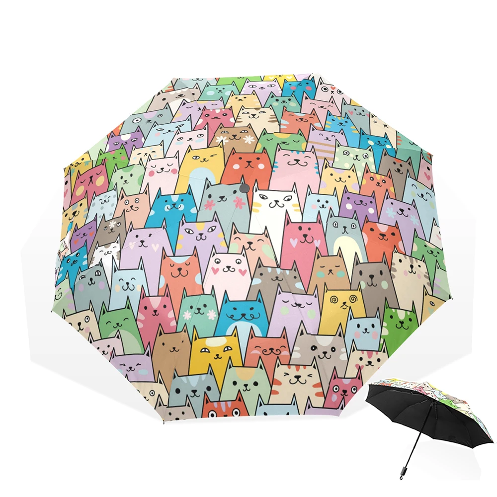 Women Rain/Sunny Umbrella Lovely Cartoon Kitten Cat Three Folding Girl Durable Portable Umbrellas Non-Automatic Rainy Gear
Women Rain/Sunny Umbrella Lovely Cartoon Kitten Cat Three Folding Girl Durable Portable Umbrellas Non-Automatic Rainy Gear