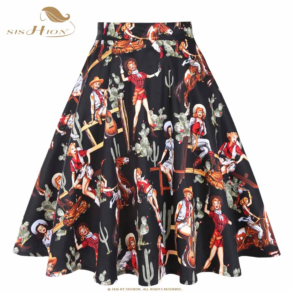 SISHION Cotton Black Skirt 2025 New Summer Western Girl Print VD0020 Sexy Elegant 50s 60s Retro Vintage Women Skirts
SISHION Cotton Black Skirt 2025 New Summer Western Girl Print VD0020 Sexy Elegant 50s 60s Retro Vintage Women Skirts