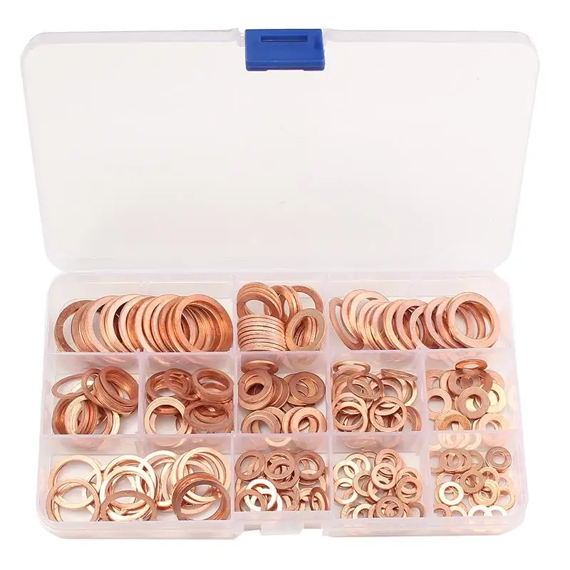 280Pcs M5-M20 Seal Flat Ring Washer Set with Case Solid Copper Crush Washers Professional Hardware Accessories
280Pcs M5-M20 Seal Flat Ring Washer Set with Case Solid Copper Crush Washers Professional Hardware Accessories