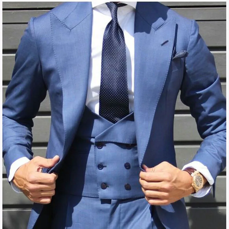 Gentle-Mens Light Blue Bridegroom Suit With Double Breasted Vest Ternos Masculino Slim Fit Tuxedo Men Suit
Gentle-Mens Light Blue Bridegroom Suit With Double Breasted Vest Ternos Masculino Slim Fit Tuxedo Men Suit