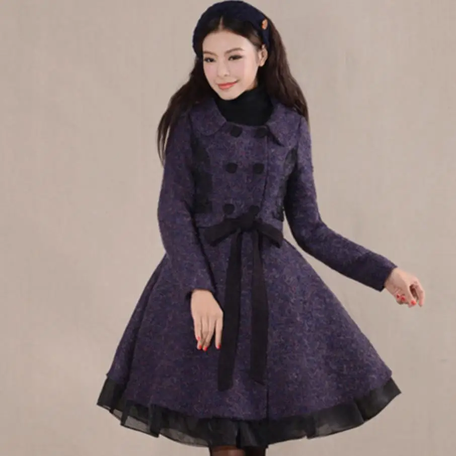 Winter Women Fashion double breasted Stitching vintage Slim Wool Coats Ladies Woolen Blend
Winter Women Fashion double breasted Stitching vintage Slim Wool Coats Ladies Woolen Blend
