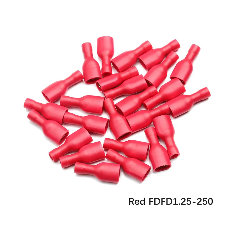 50Pcs/Lot 6.3mm Female Insulated Spade Crimp Terminal Connector Set For 0.5-2.5mm Electrical Cable Wire Connectors
50Pcs/Lot 6.3mm Female Insulated Spade Crimp Terminal Connector Set For 0.5-2.5mm Electrical Cable Wire Connectors