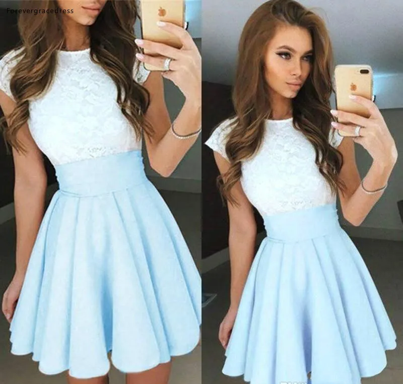 Light Sky Blue Lace Cocktail Dresses 2019 A Line Short Mini Graduation Formal Club Wear Homecoming Prom Party Gowns Plus Size
Light Sky Blue Lace Cocktail Dresses 2019 A Line Short Mini Graduation Formal Club Wear Homecoming Prom Party Gowns Plus Size