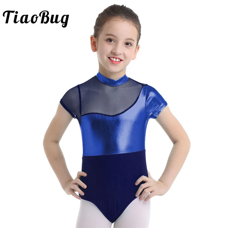 TiaoBug Kids Teens Short Sleeves Sports Bodysuit Girls Shiny Metallic Mesh Splice Stage Dance Costume Ballet Gymnastics Leotard
TiaoBug Kids Teens Short Sleeves Sports Bodysuit Girls Shiny Metallic Mesh Splice Stage Dance Costume Ballet Gymnastics Leotard