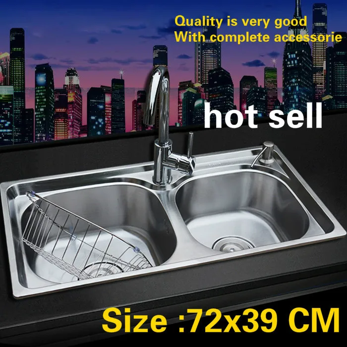 Free shipping Household ordinary wash the dishes 304 stainless steel fashio kitchen double groove sink hot sell 72x39 CM
Free shipping Household ordinary wash the dishes 304 stainless steel fashio kitchen double groove sink hot sell 72x39 CM