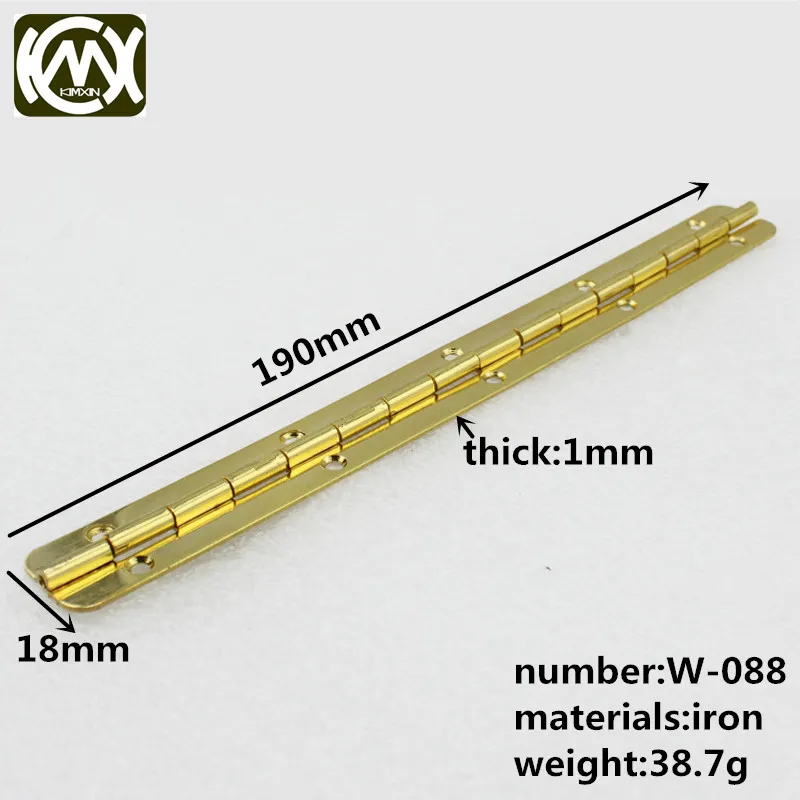 KIMXIN Hardware factory Selling jewelry box hinges 190 long Equipped with screw Plane hinge There are gold and silver W-088
KIMXIN Hardware factory Selling jewelry box hinges 190 long Equipped with screw Plane hinge There are gold and silver W-088
