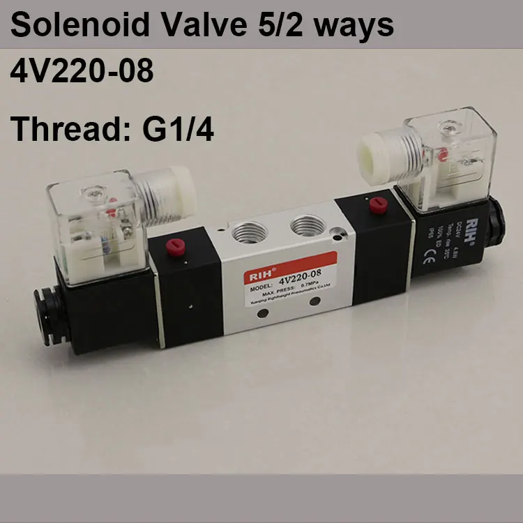 G 1/4" 4V220-08 2 Position 5 Way Air Solenoid Valves Pneumatic Control Valve , DC12v DC24v AC110v 220v
G 1/4" 4V220-08 2 Position 5 Way Air Solenoid Valves Pneumatic Control Valve , DC12v DC24v AC110v 220v