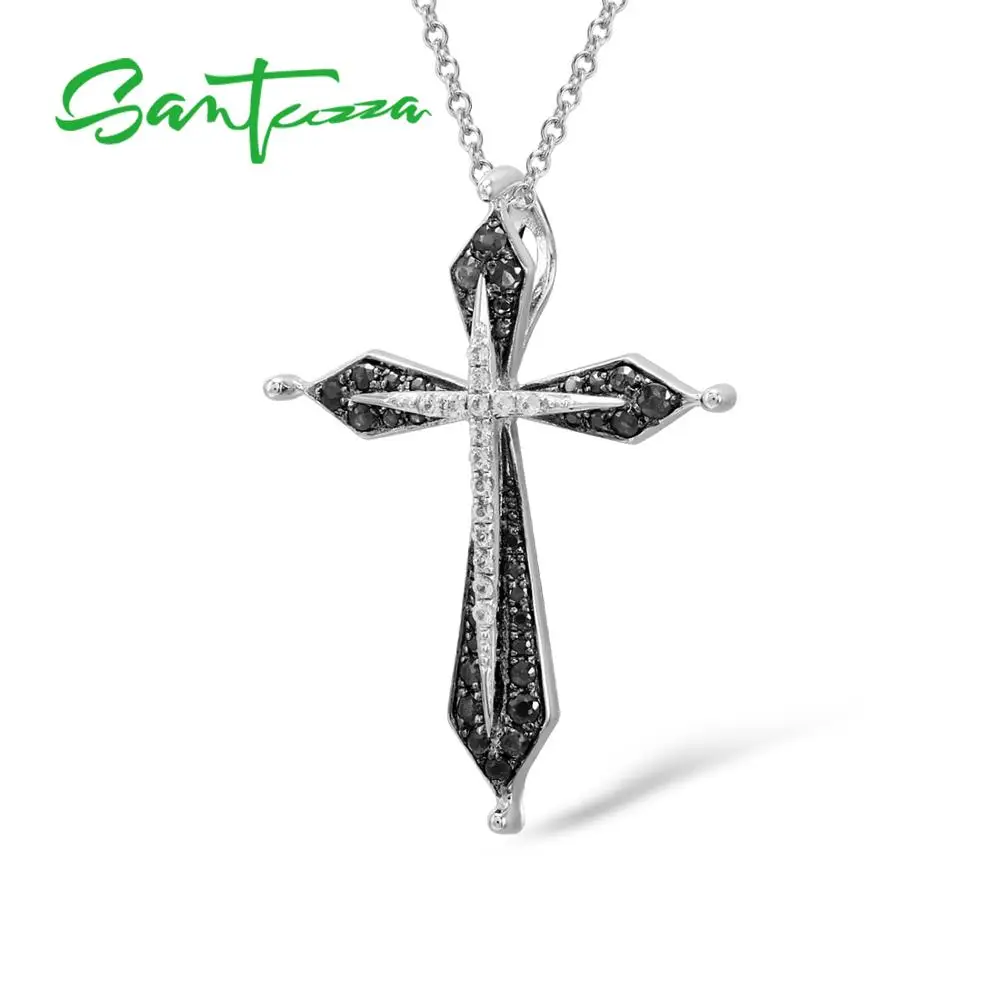 SANTUZZA Pure 925 Sterling Silver Pendant For Women Vintage Cross Fit for Necklace Sparkling Black Spinel Fashion Jewelry
SANTUZZA Pure 925 Sterling Silver Pendant For Women Vintage Cross Fit for Necklace Sparkling Black Spinel Fashion Jewelry