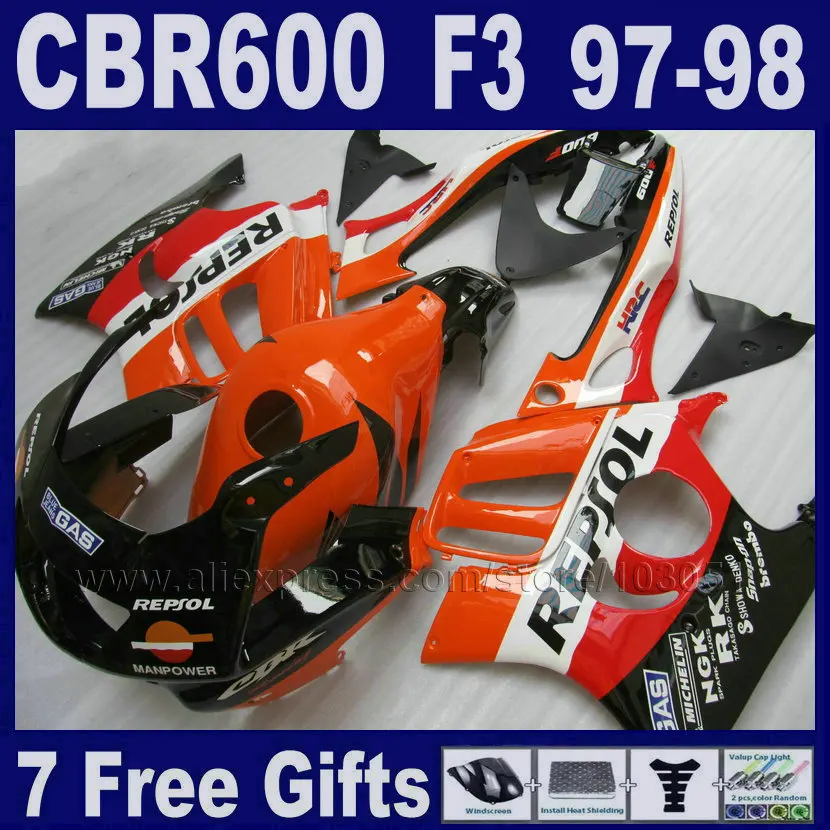 7 подарков Черный ABS обтекатели комплект для Honda CBR600 F3 97 98 1997 1998 Фабричный обтекатель запчасти гоночный оранжевый бак крышка
7 подарков Черный ABS обтекатели комплект для Honda CBR600 F3 97 98 1997 1998 Фабричный обтекатель запчасти гоночный оранжевый бак крышка