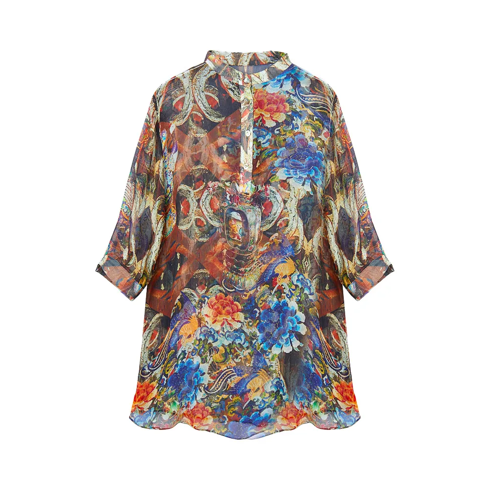 CISULI 100% Silk Crinkle Chiffon Long Shirt Natural Pure Silk Fabric Women Summer Shirts Printed Pattern Gauz Shirt
CISULI 100% Silk Crinkle Chiffon Long Shirt Natural Pure Silk Fabric Women Summer Shirts Printed Pattern Gauz Shirt