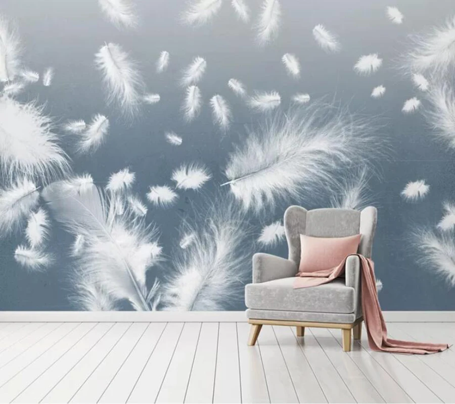 Decorative wallpaper Simple and beautiful blue watercolor background wall white feather background wall
Decorative wallpaper Simple and beautiful blue watercolor background wall white feather background wall