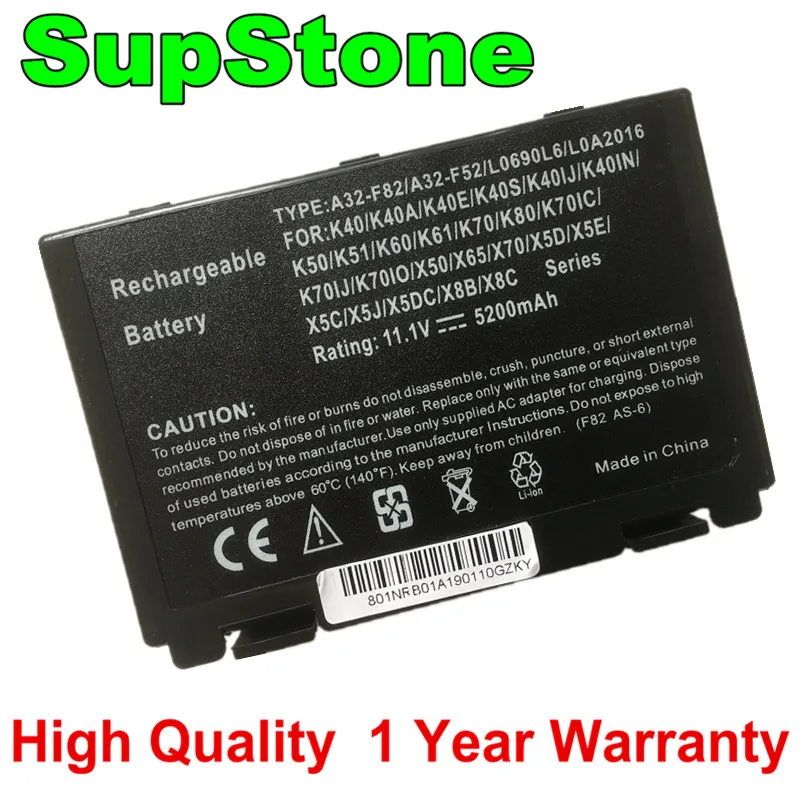 SupStone New A32-F82 laptop battery for Asus A32-F52 L0690L6 L0A2016 K40 K40A K40E K40S K40IJ K40IN K50 K51 K60 K70 K80 X50 X65
SupStone New A32-F82 laptop battery for Asus A32-F52 L0690L6 L0A2016 K40 K40A K40E K40S K40IJ K40IN K50 K51 K60 K70 K80 X50 X65