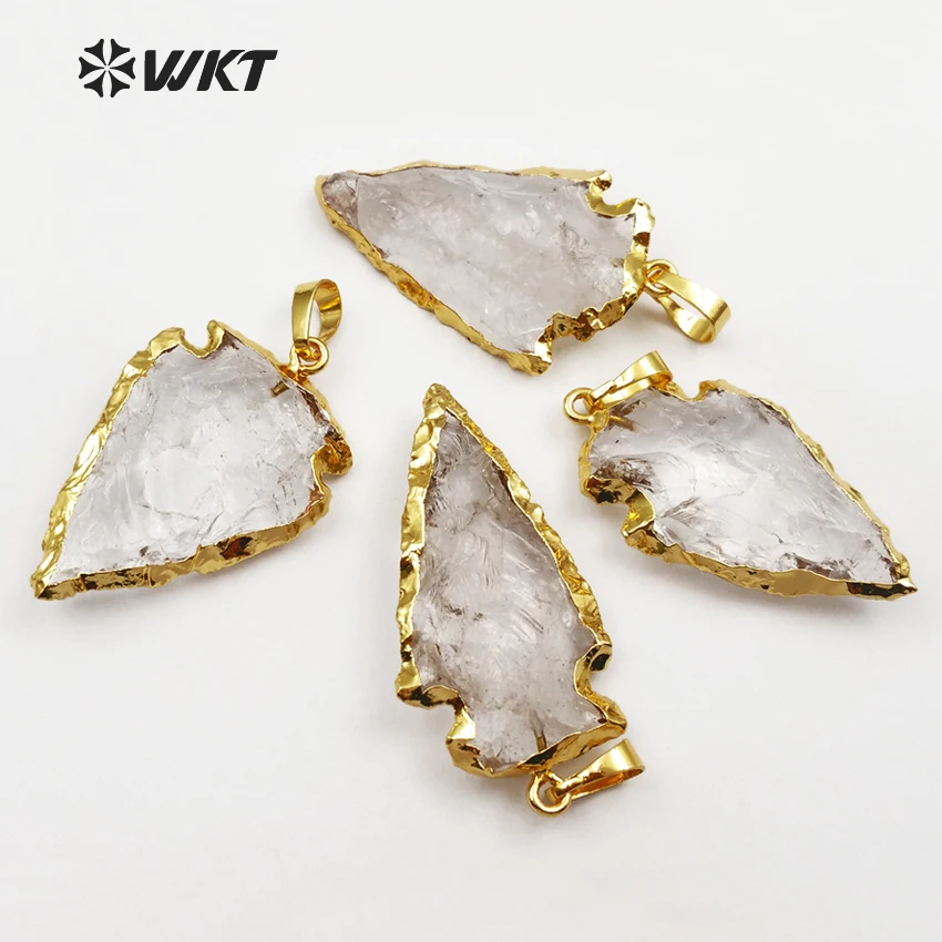 WT-P309 Wholesale Fashion Crystal Arrowhead Pendant With Gold Edged Natural Charming Stone For Women Necklace Handmade Accessory
WT-P309 Wholesale Fashion Crystal Arrowhead Pendant With Gold Edged Natural Charming Stone For Women Necklace Handmade Accessory