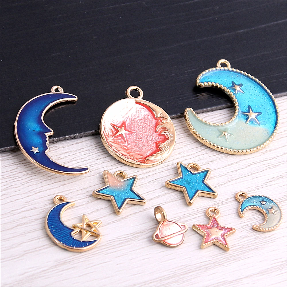 SWEET BELL Metal Mixed Moon Star Charm Accessories Handmade Classic DIY Fashion Enamels Charms for Jewelry Making
SWEET BELL Metal Mixed Moon Star Charm Accessories Handmade Classic DIY Fashion Enamels Charms for Jewelry Making