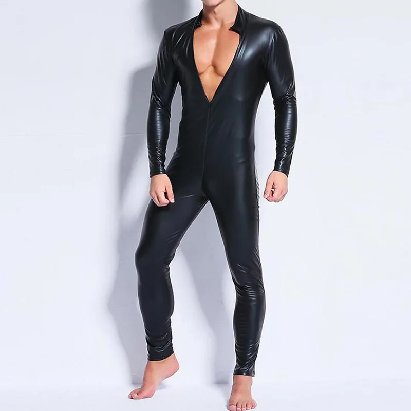 Man Leather Latex Catsuit Bodysuit Black Shiny Erotic Long Sleeve Bodysuits Zentai Front Open Crotch Zipper Sexy Male Jumpsuit
Man Leather Latex Catsuit Bodysuit Black Shiny Erotic Long Sleeve Bodysuits Zentai Front Open Crotch Zipper Sexy Male Jumpsuit