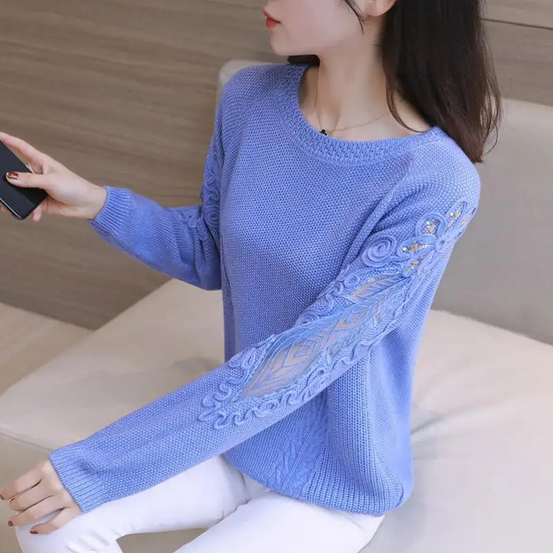 Zuolunouba Autumn Clothing Lady V-neck Blue Thin Pullovers Long Sleeve Hollow Embroidery Floral Harajuku Knit Sweater Women
Zuolunouba Autumn Clothing Lady V-neck Blue Thin Pullovers Long Sleeve Hollow Embroidery Floral Harajuku Knit Sweater Women
