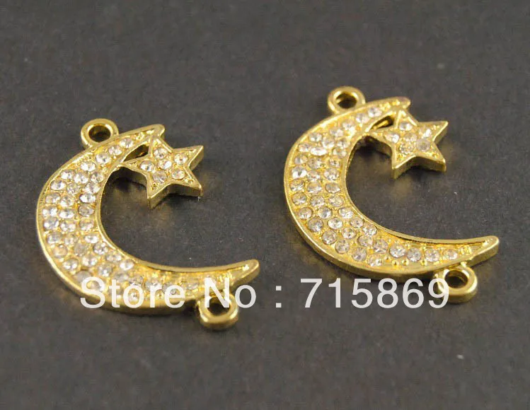 Free Shipping 10cs/Lot Gold plated Rhinestone Moon Charm Connector Bracelet Connector Charm 35x23mm
Free Shipping 10cs/Lot Gold plated Rhinestone Moon Charm Connector Bracelet Connector Charm 35x23mm