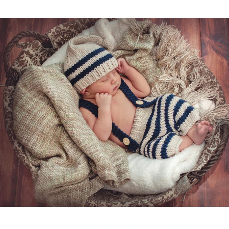 Baby Photo Costume Clothes Newborn Girls Boys Photography Prop Crochet Knit Overall Bib Pants + Hat 2pcs Sets Striped Outfits
Baby Photo Costume Clothes Newborn Girls Boys Photography Prop Crochet Knit Overall Bib Pants + Hat 2pcs Sets Striped Outfits