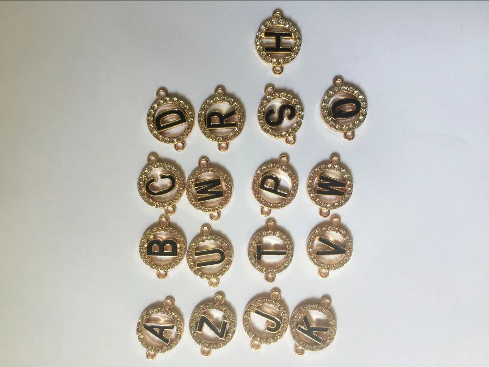 100Pcs 22x16mm Gold Plated Initials Letter Connector Bead ,Rhinestone Alphabet Letter Round Connectors For Bracelet Jewelry
100Pcs 22x16mm Gold Plated Initials Letter Connector Bead ,Rhinestone Alphabet Letter Round Connectors For Bracelet Jewelry