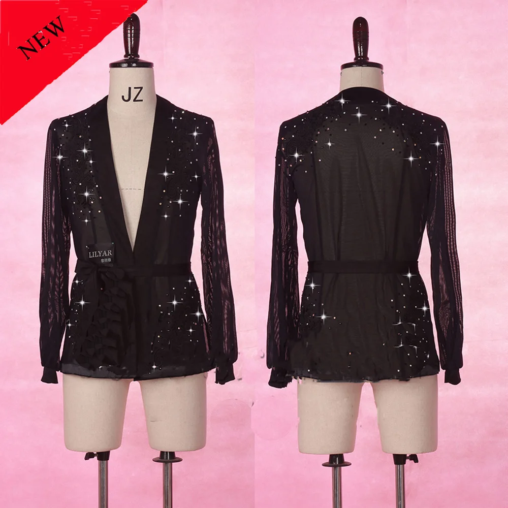 Summer Modern Dance Tops for Ladies Black Color Showing Wear Professional Women Competitive Young Female Ballroom Shirts B127
Summer Modern Dance Tops for Ladies Black Color Showing Wear Professional Women Competitive Young Female Ballroom Shirts B127