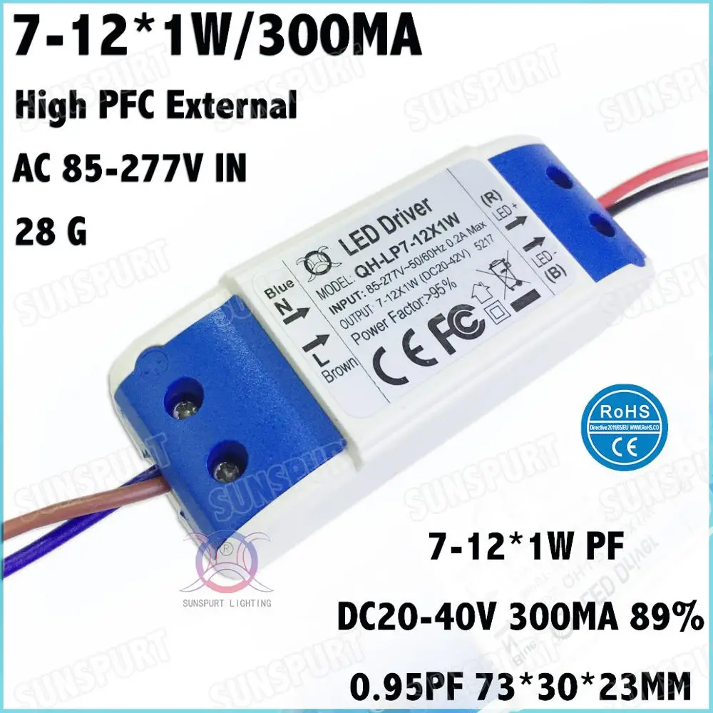 5-20 Pieces External High PF 0.95 12W AC85-277V LED Driver 7-12Cx1W 300mA DC20-40V Constant Current For Spotlights Free Shipping
5-20 Pieces External High PF 0.95 12W AC85-277V LED Driver 7-12Cx1W 300mA DC20-40V Constant Current For Spotlights Free Shipping