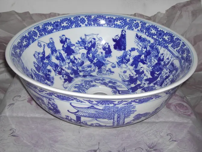 Blue And White Lad Painting Jingdezhen factory directly art hand painted ceramic wash basin wash hand basin sizes
Blue And White Lad Painting Jingdezhen factory directly art hand painted ceramic wash basin wash hand basin sizes