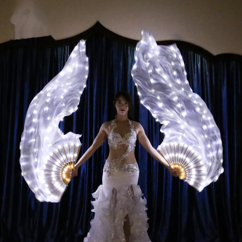 White LED Bellydance Accessories Belly Dance Silk Fan Veil Rainbow Dance Props LED Fan Veil For Oriental Dance Costumes
White LED Bellydance Accessories Belly Dance Silk Fan Veil Rainbow Dance Props LED Fan Veil For Oriental Dance Costumes