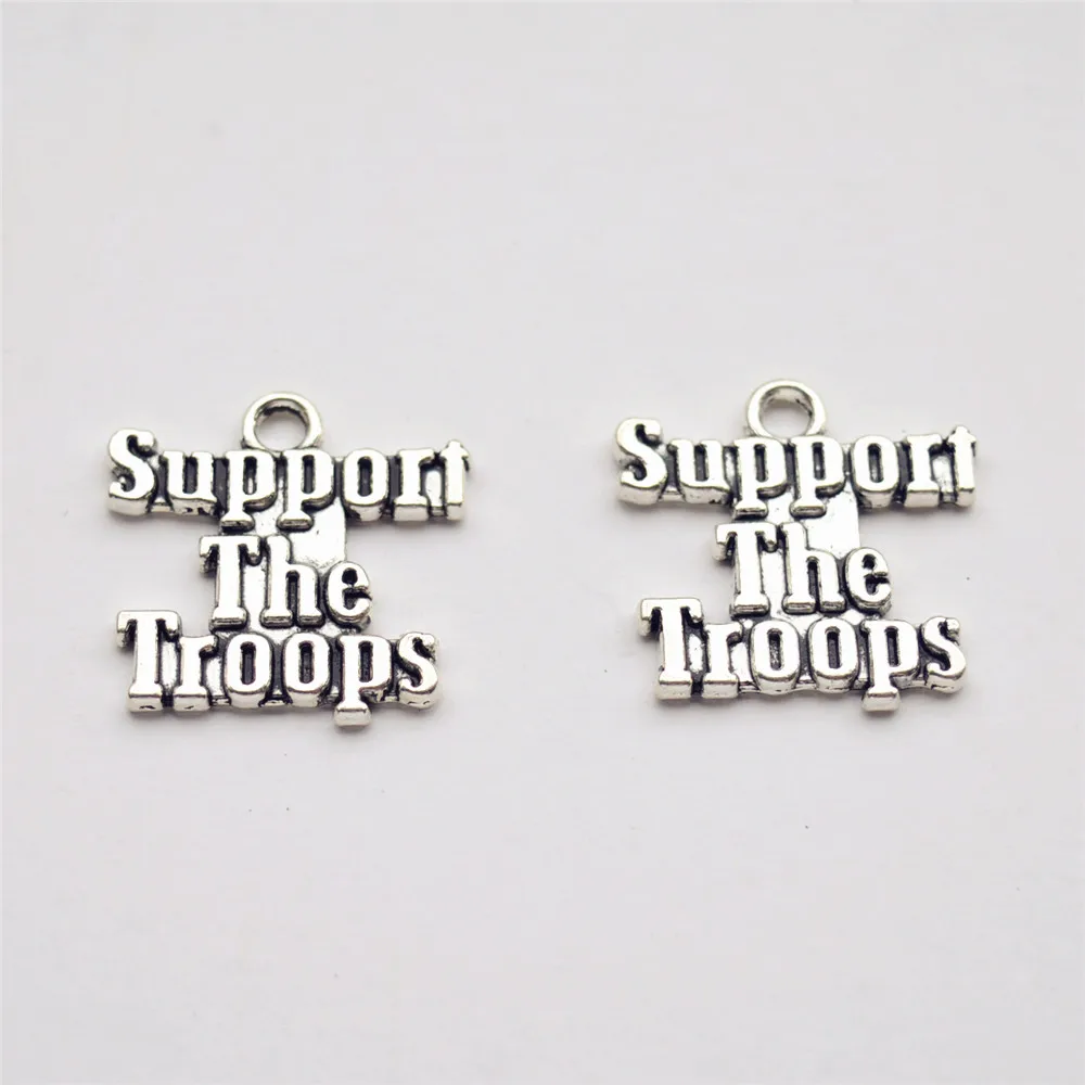 Antique Silver Zinc Alloy Support The Troops Charms Pendants fit for DIY necklace and Bracelets, 100pcs/lot
Antique Silver Zinc Alloy Support The Troops Charms Pendants fit for DIY necklace and Bracelets, 100pcs/lot